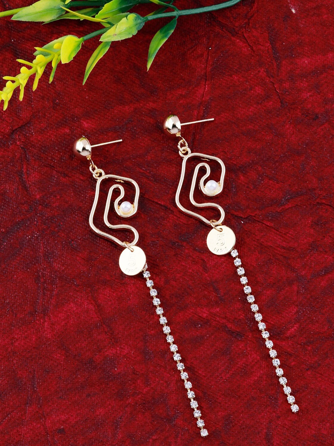 

Silver Shine Gold-Toned Contemporary Drop Earrings