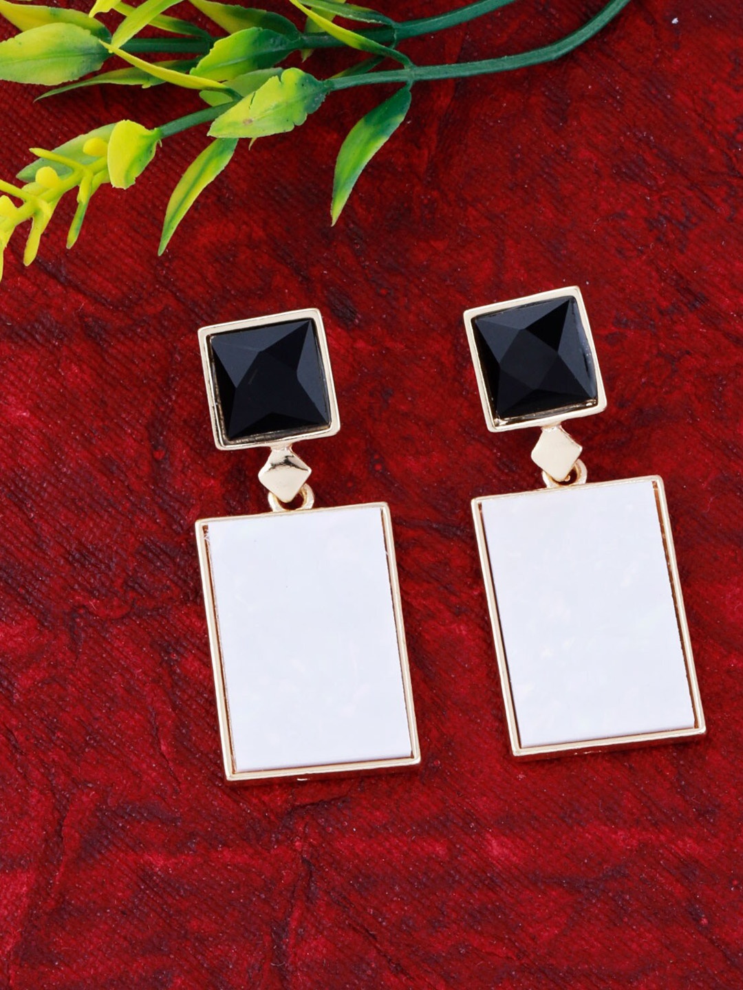 

Silver Shine Black & White Contemporary Drop Earrings