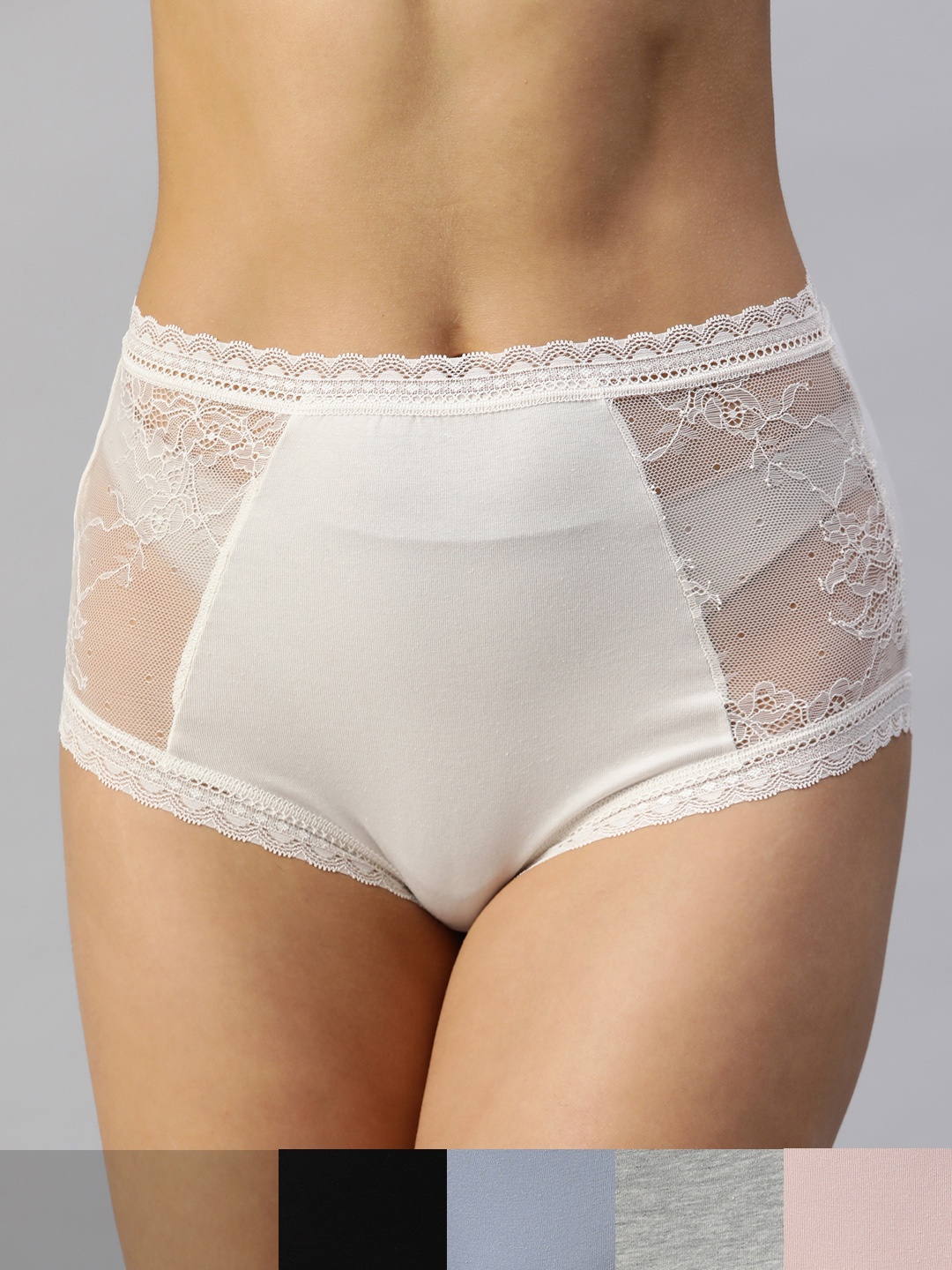 

Marks & Spencer Women Pack of 5 High Rise Lace Hipster Briefs T614620, Grey