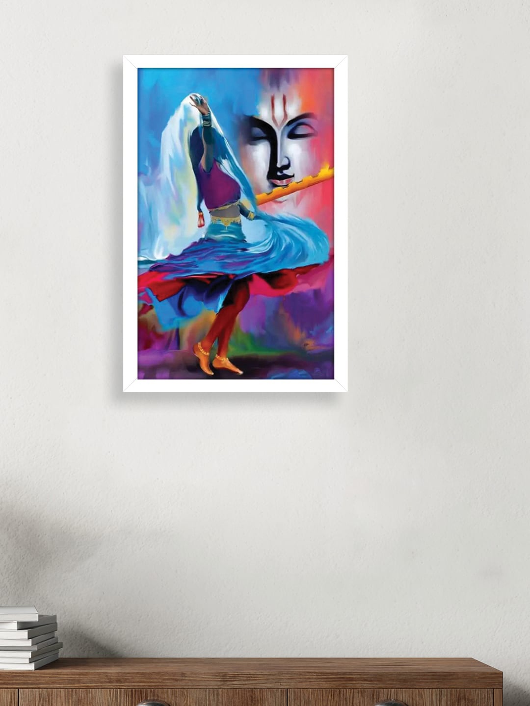 nest ART White & Blue Radha-Krishna Painting Abstract Wall Art