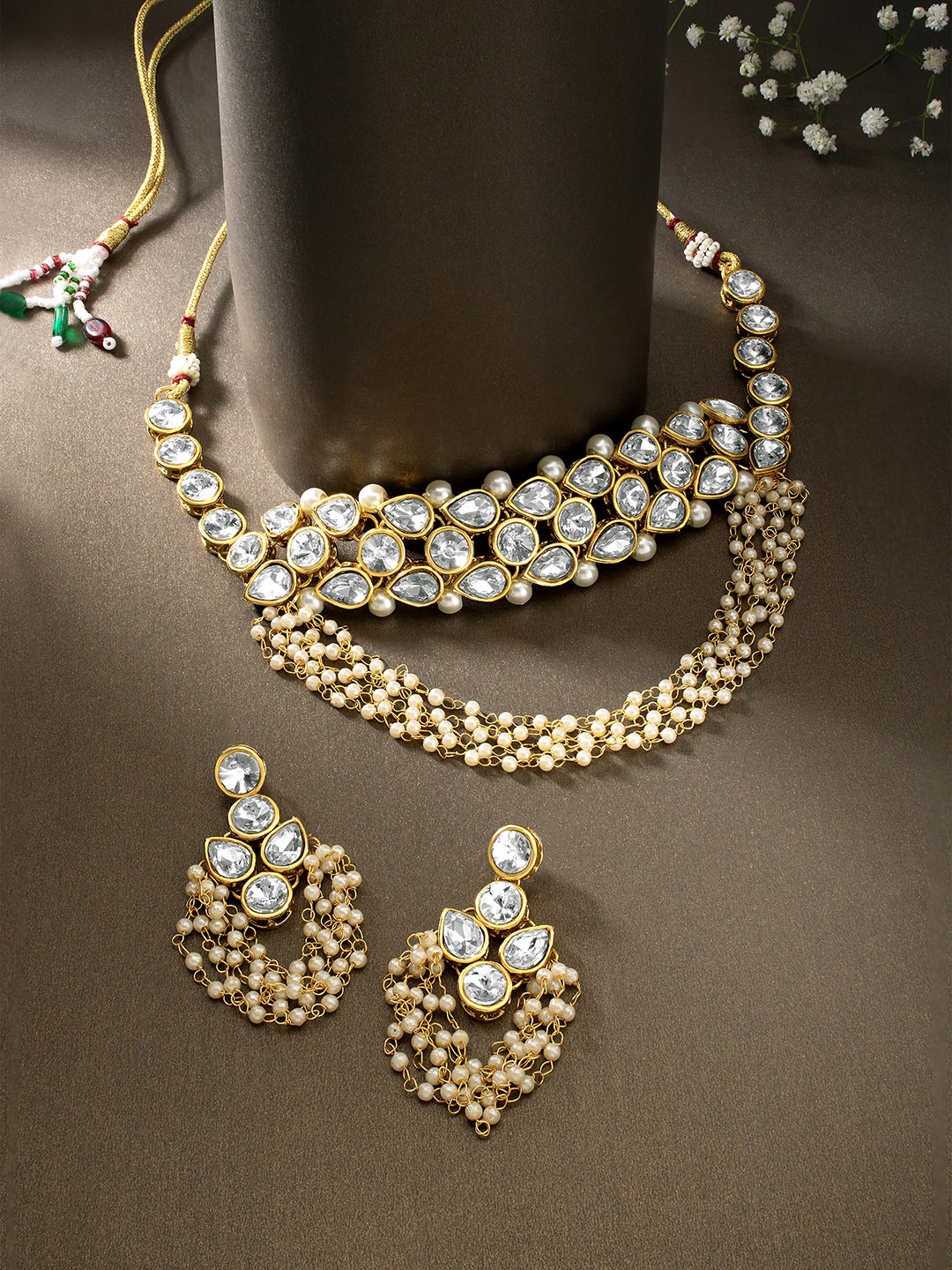 

Peora Gold-Plated Kundan Studded Jewellery Set, White