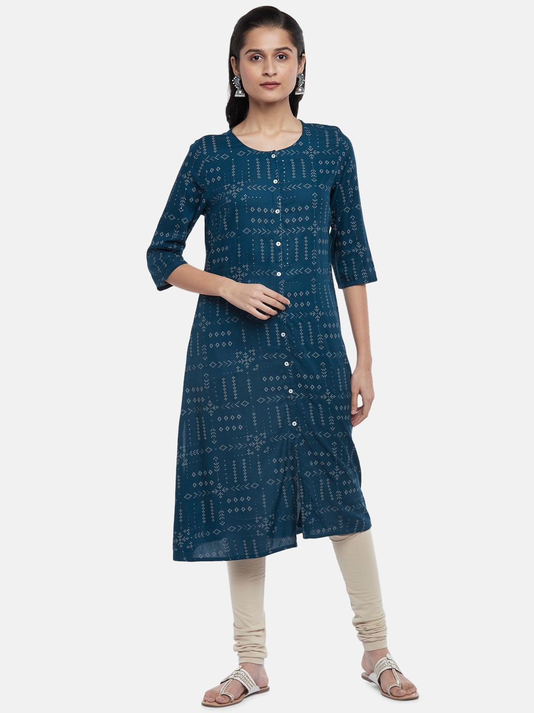 

RANGMANCH BY PANTALOONS Women Blue Printed A-line Kurta