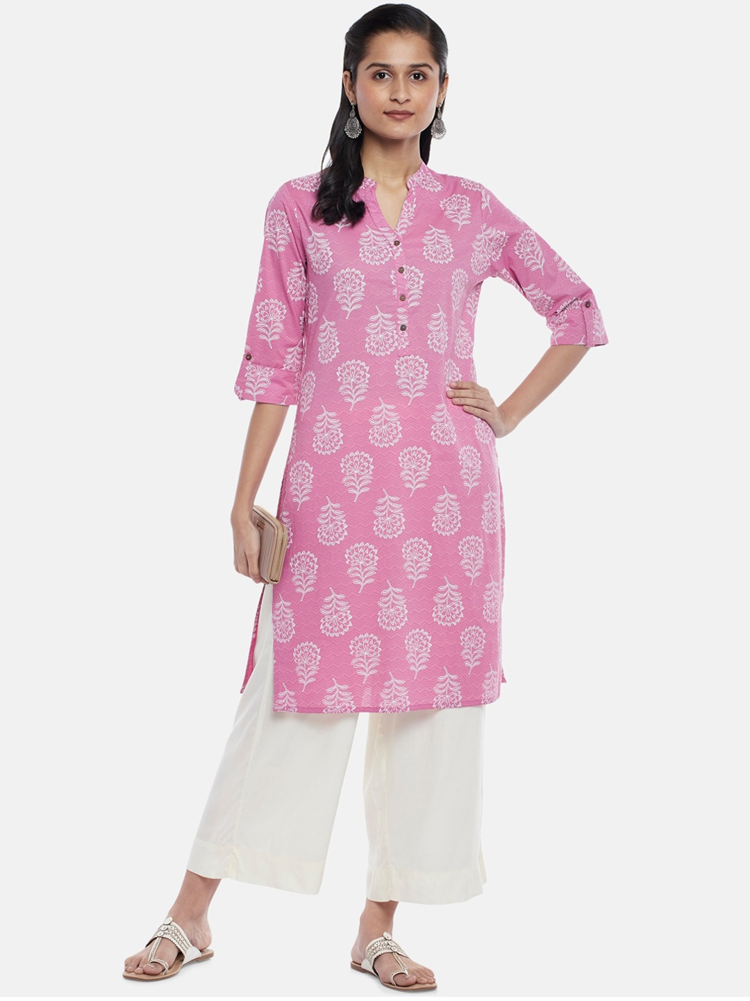 

RANGMANCH BY PANTALOONS Women Pink Floral Printed Kurta