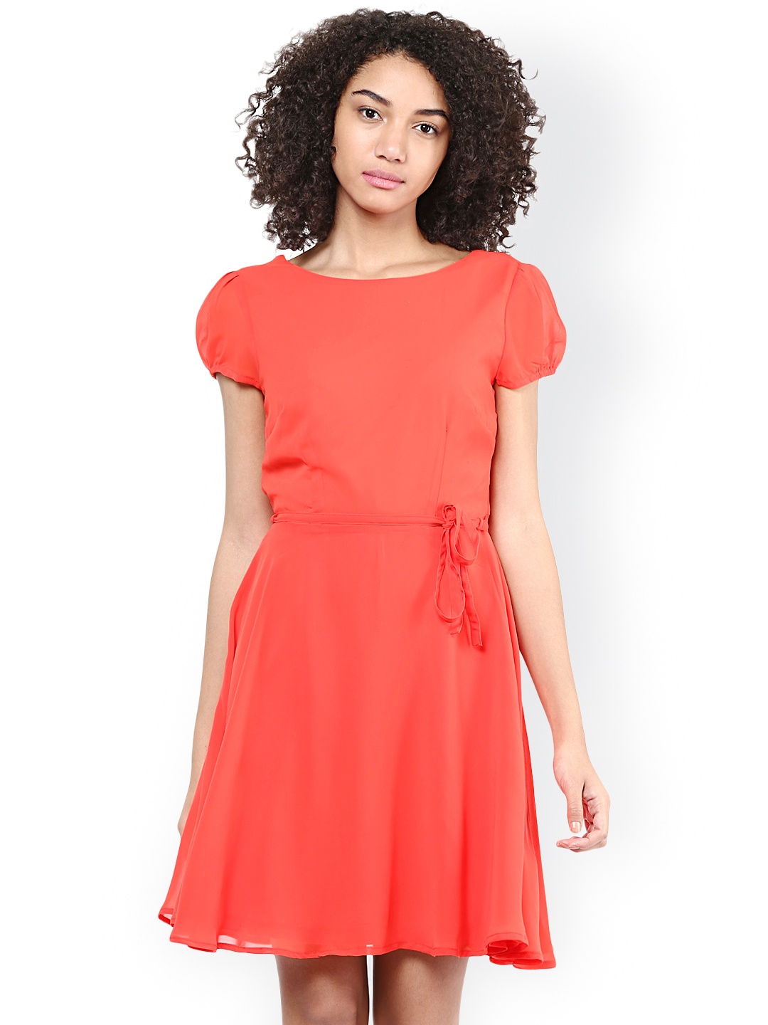 

Harpa Women Coral Red Fit & Flare Dress