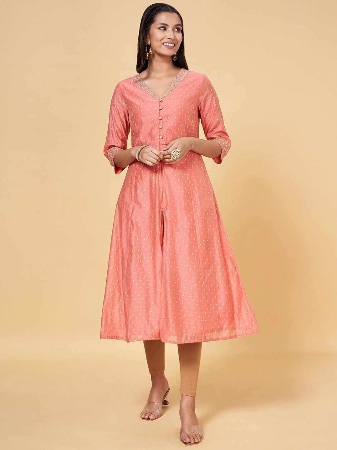 RANGMANCH BY PANTALOONS Women Coral Anarkali Kurta