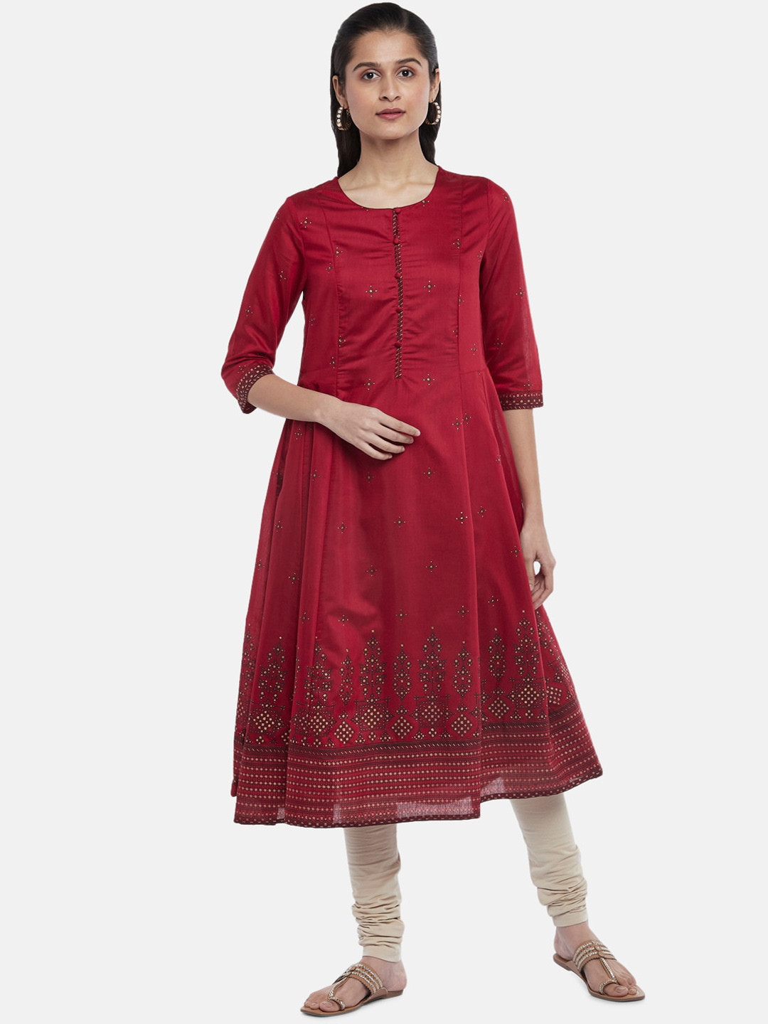 

RANGMANCH BY PANTALOONS Women Red Ethnic Motifs Anarkali Kurta