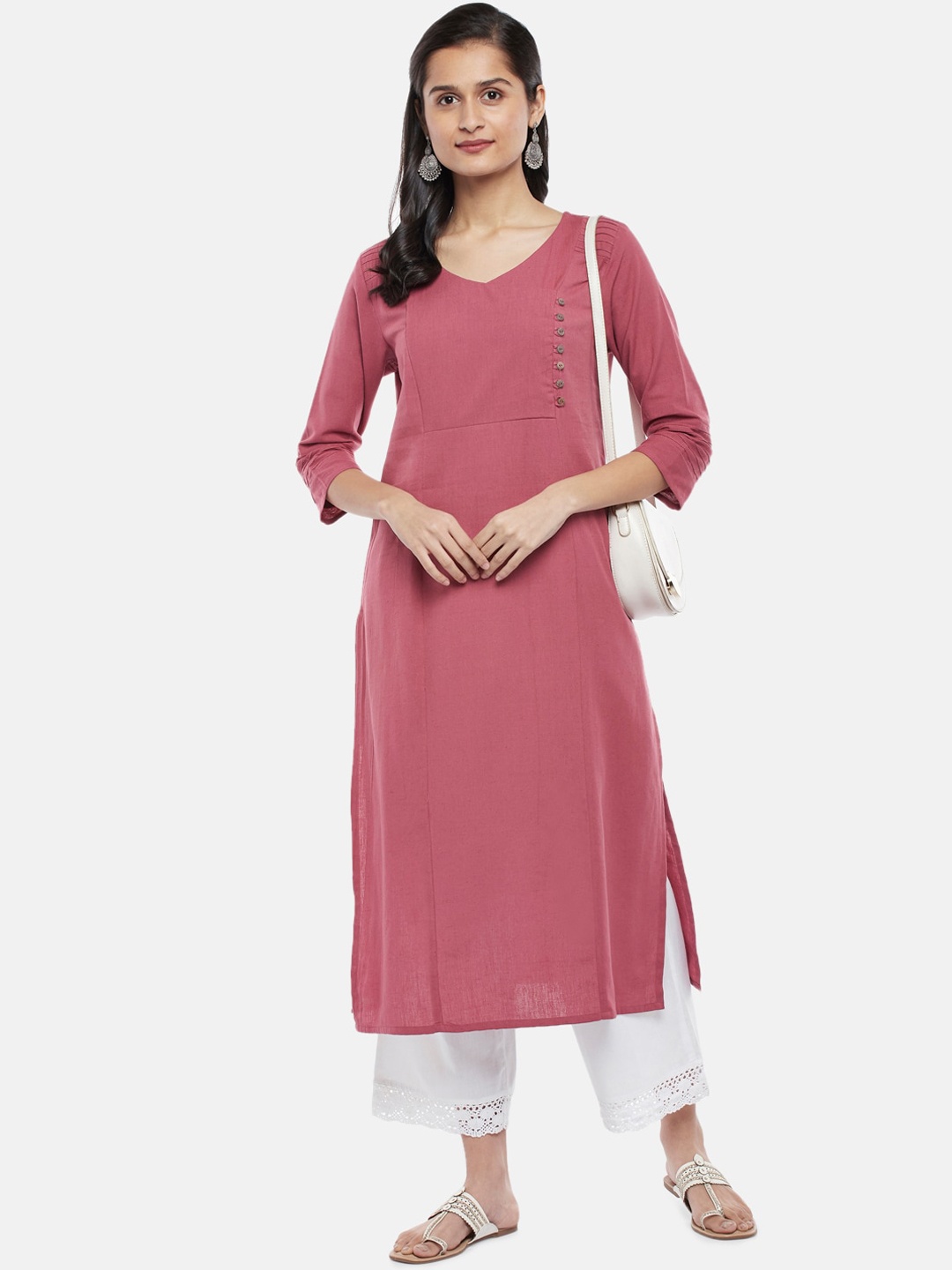 

RANGMANCH BY PANTALOONS Women Rose Solid Cotton Kurta