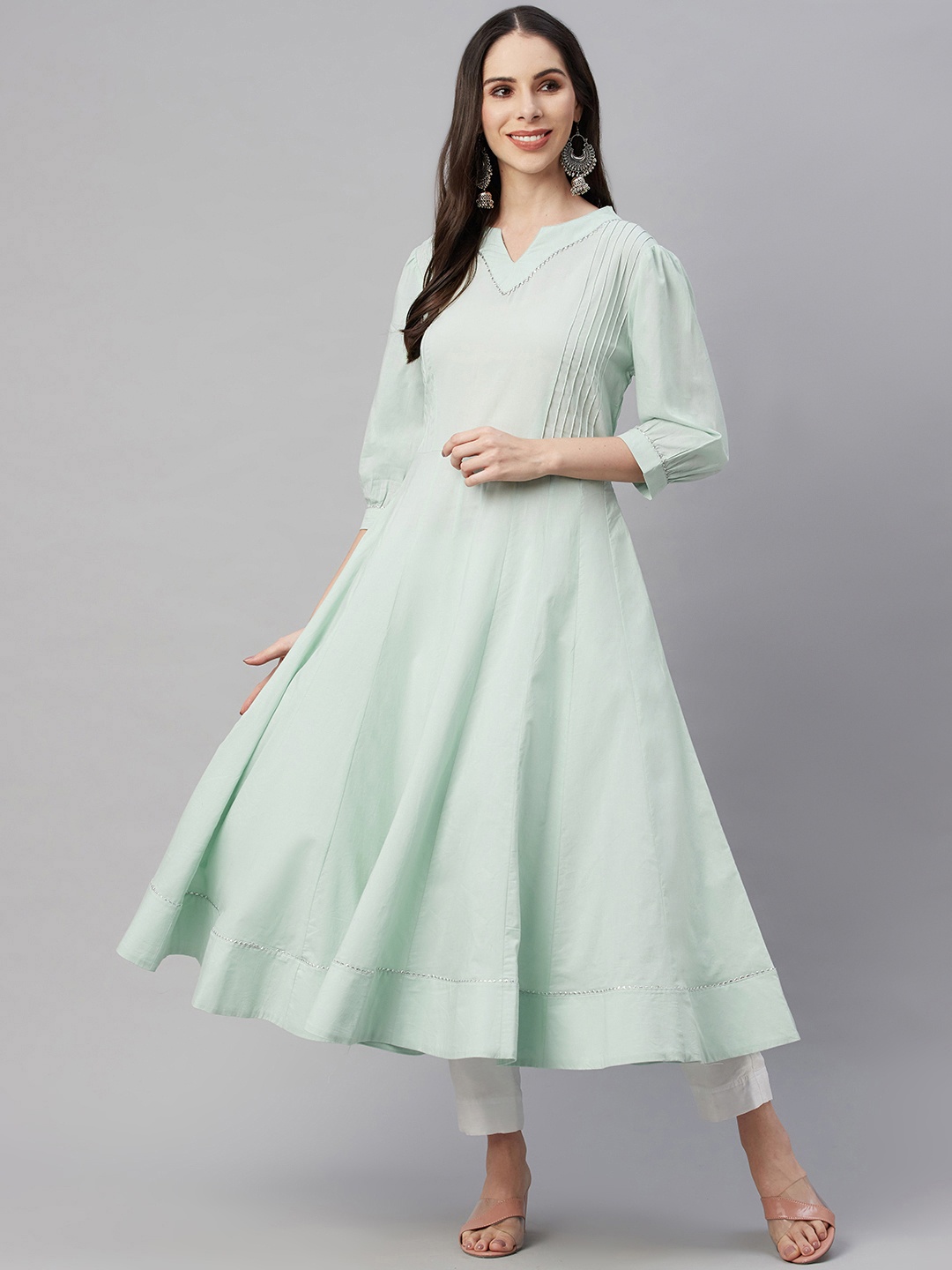 

YELLOW PARROT Women Sea Green Kurta