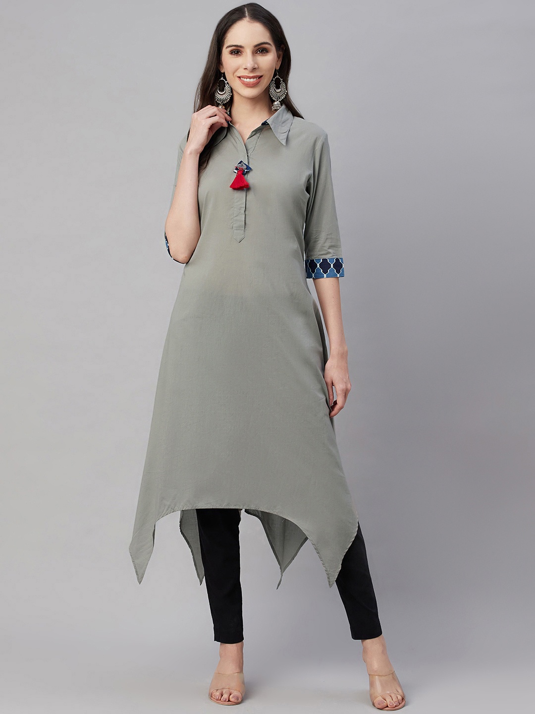 

YELLOW PARROT Women Grey Kurta