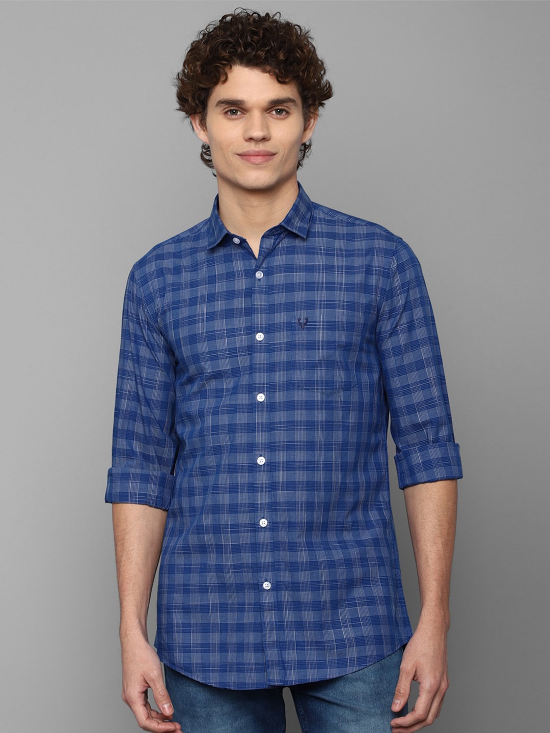 

Allen Solly Men Blue Slim Fit Checked Casual Shirt