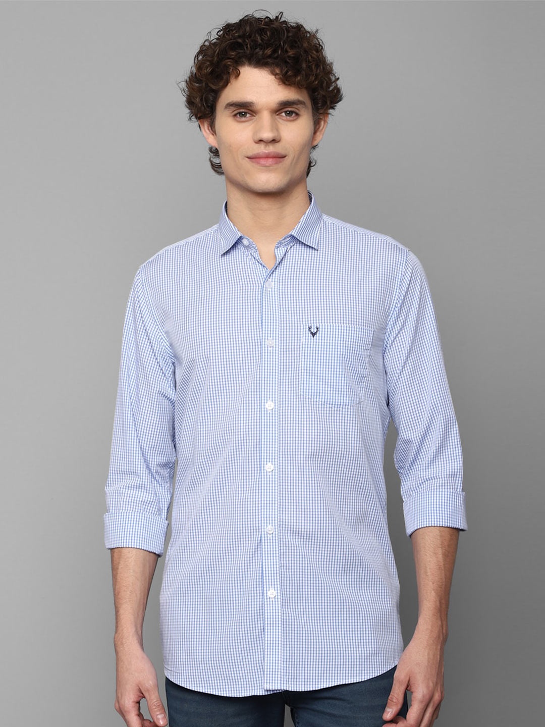

Allen Solly Men Blue Slim Fit Micro Checks Striped Casual Shirt