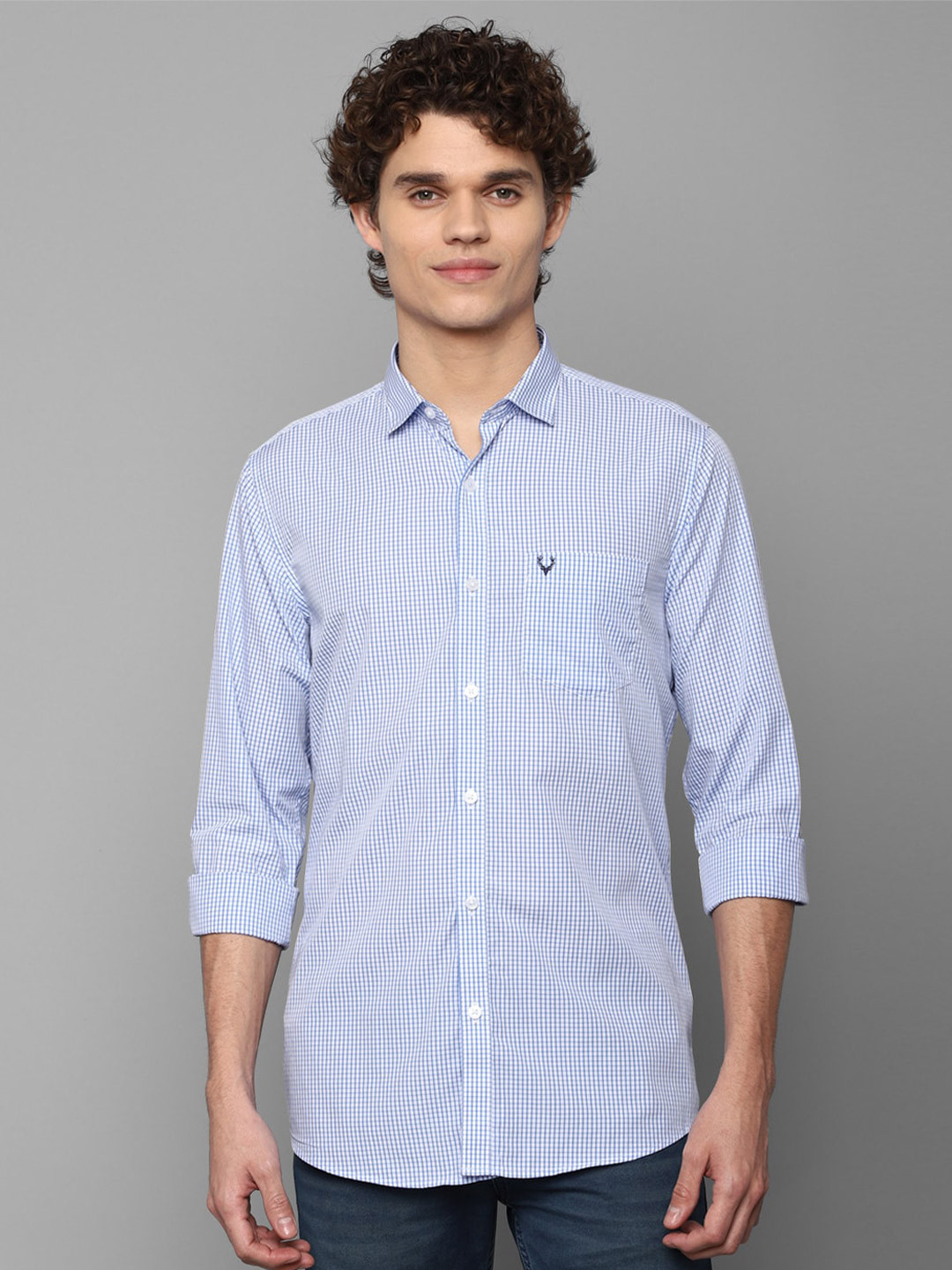 

Allen Solly Men Blue Slim Fit Micro Checks Striped Casual Shirt
