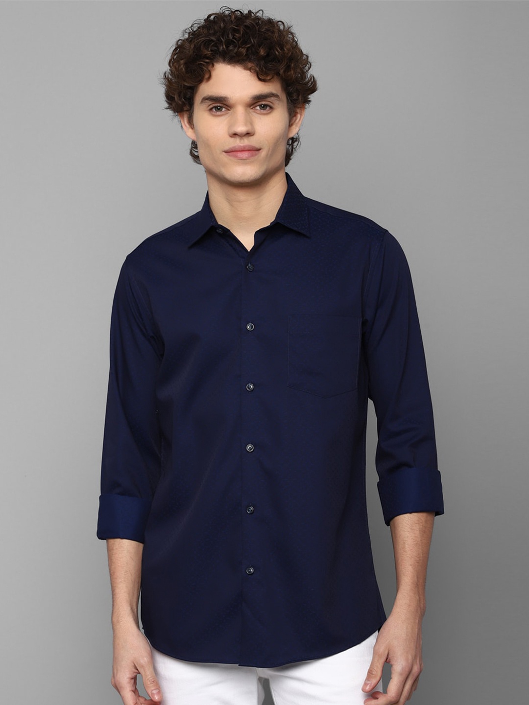 

Allen Solly Men Navy Blue Slim Fit Casual Shirt