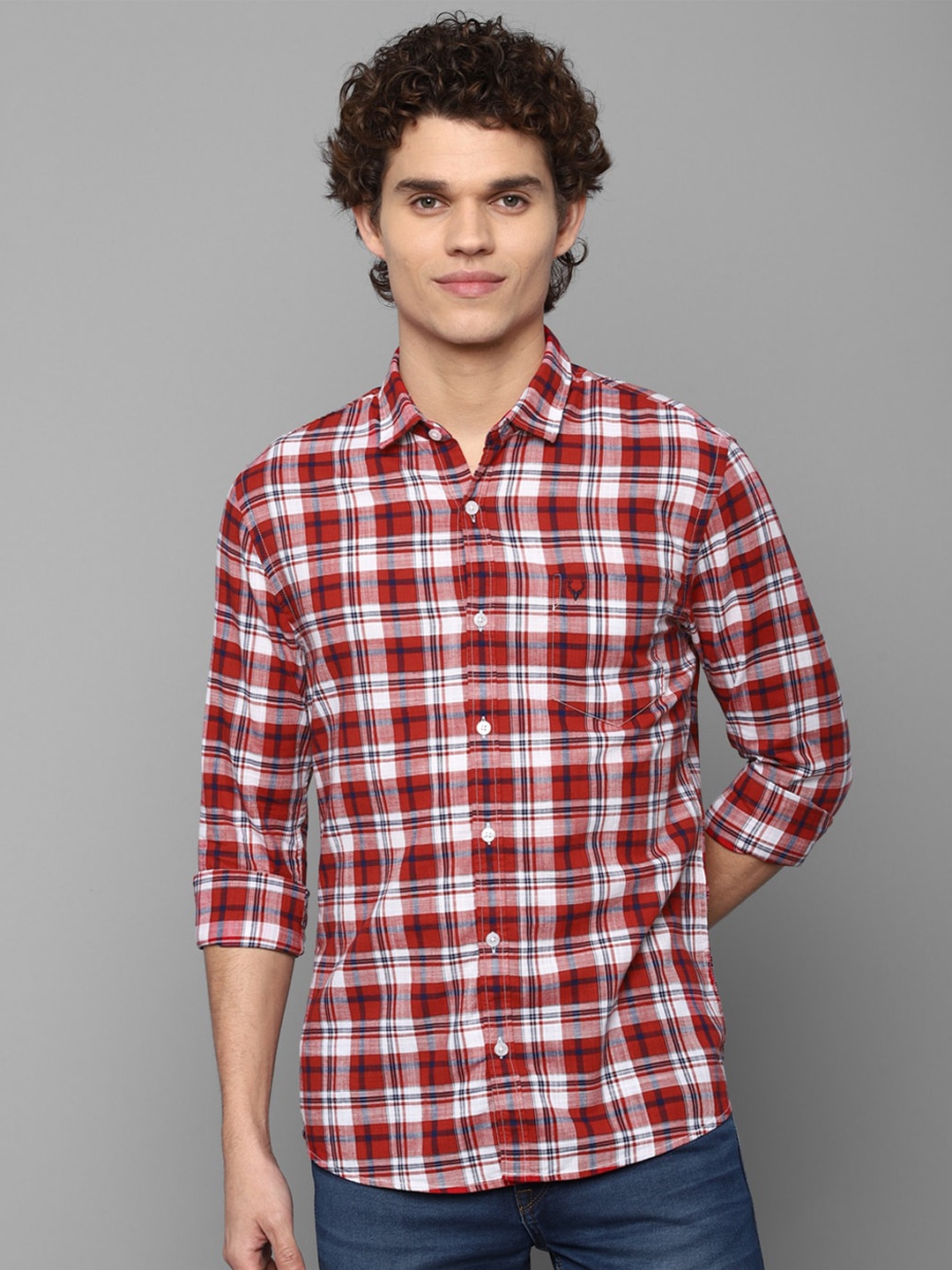 

Allen Solly Sport Men Maroon Slim Fit Tartan Checks Checked Casual Shirt