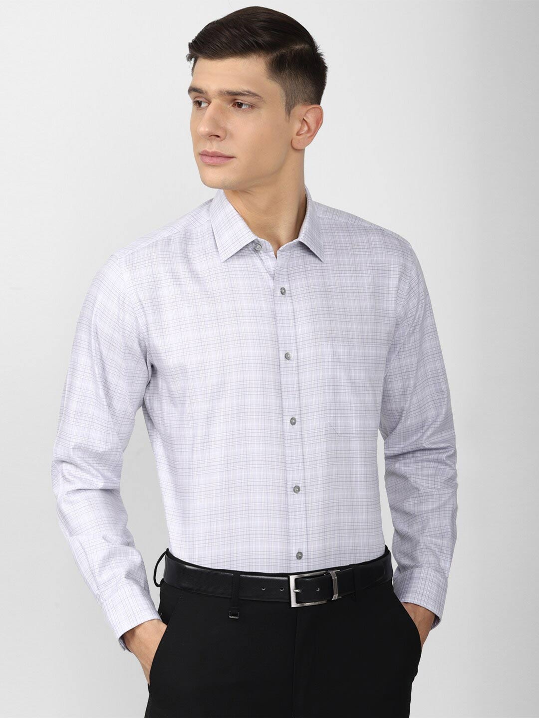 

Van Heusen Men Blue Checked Formal Shirt