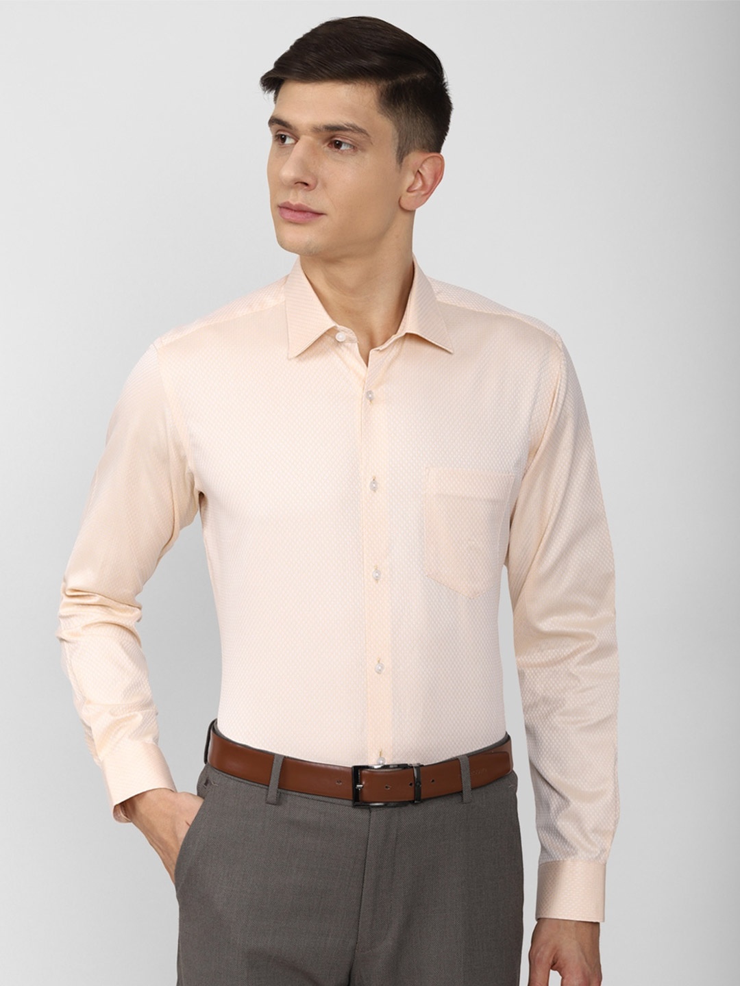 

Van Heusen Men Cream-Coloured Formal Shirt