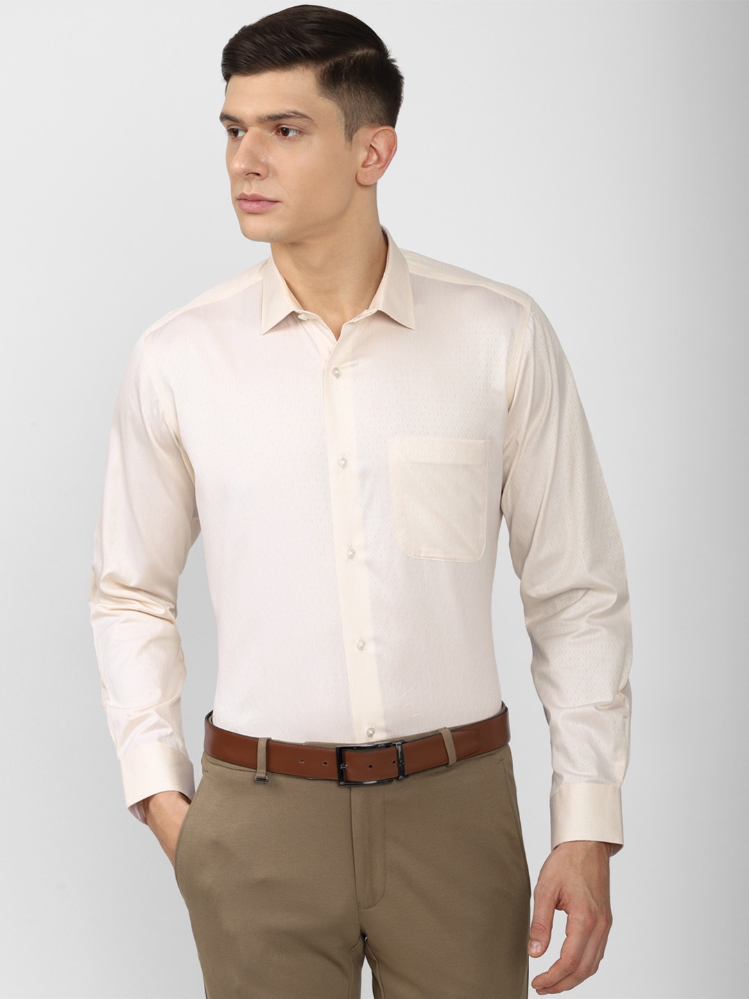 

Van Heusen Men Cream-Coloured Formal Shirt