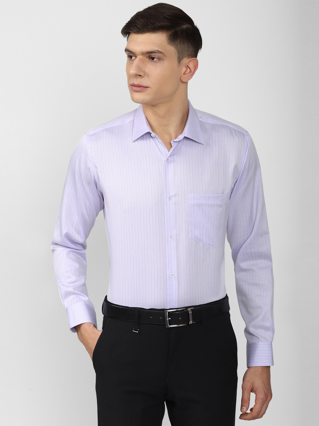 

Van Heusen Men Purple Regular Fit Striped Cotton Formal Shirt