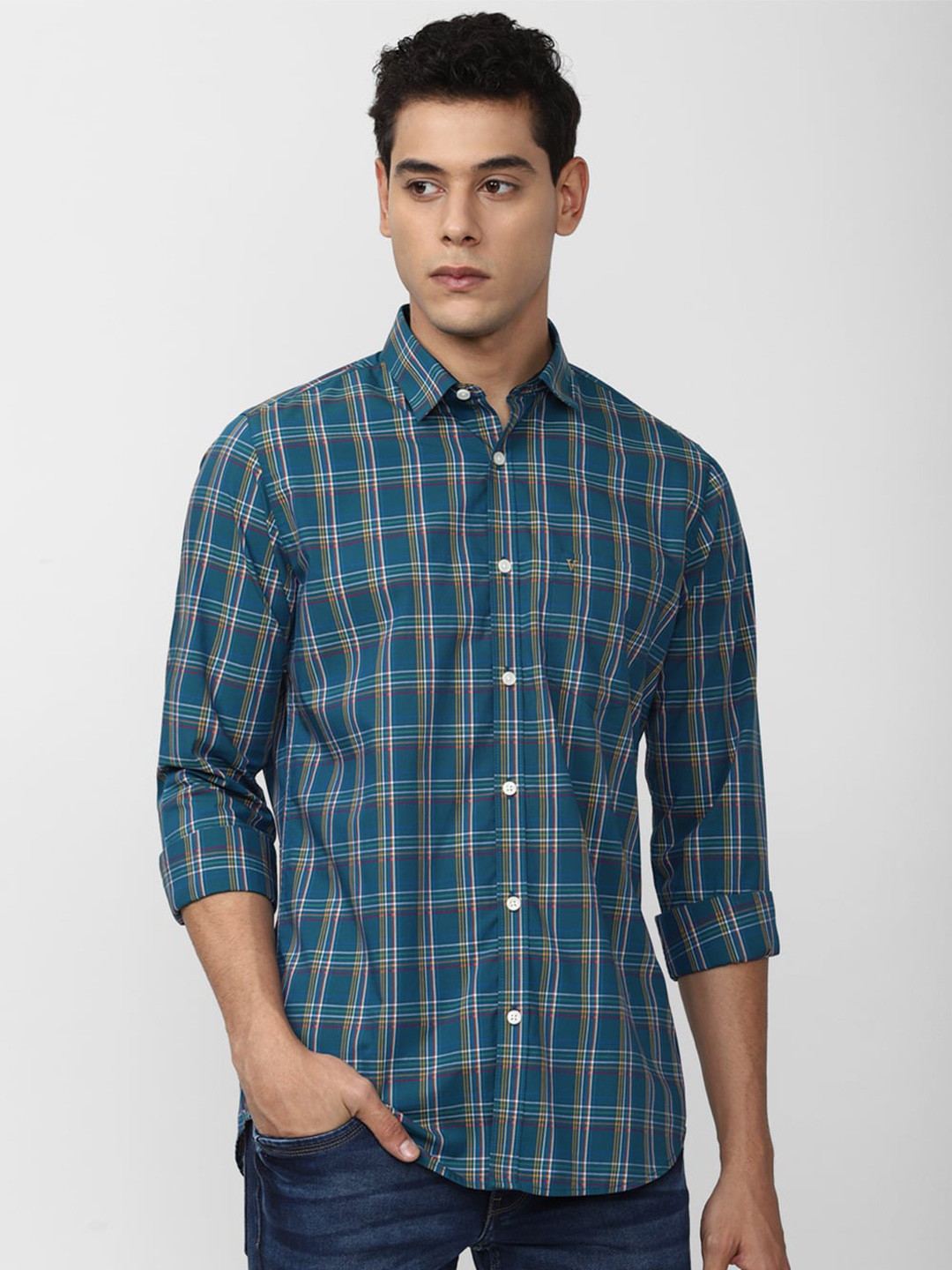 

Van Heusen Sport Men Blue Slim Fit Tartan Checked Casual Shirt
