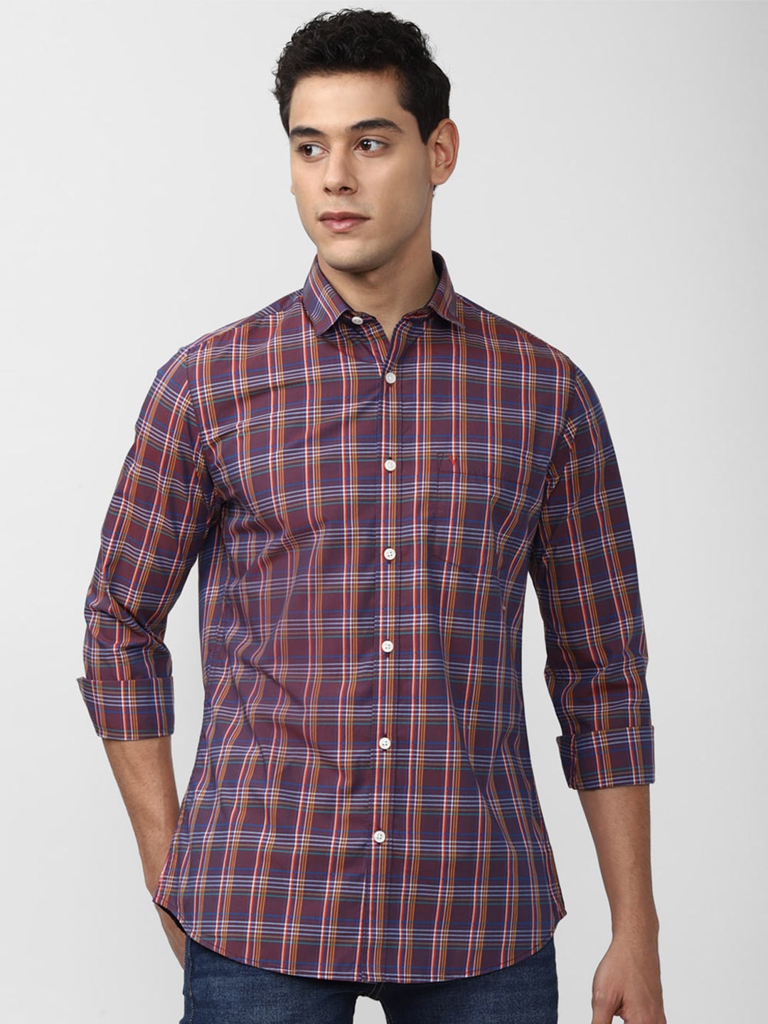 

Van Heusen Sport Men Maroon Slim Fit Tartan Checked Cotton Casual Shirt