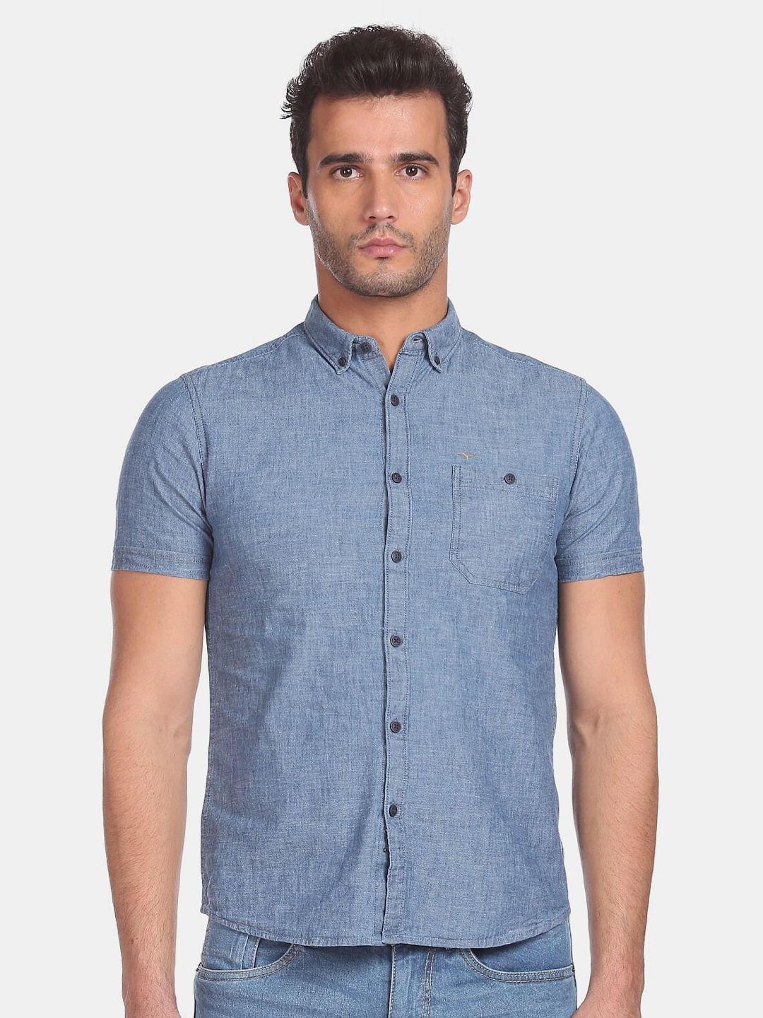 

Flying Machine Men Blue Pure Cotton Casual Shirt