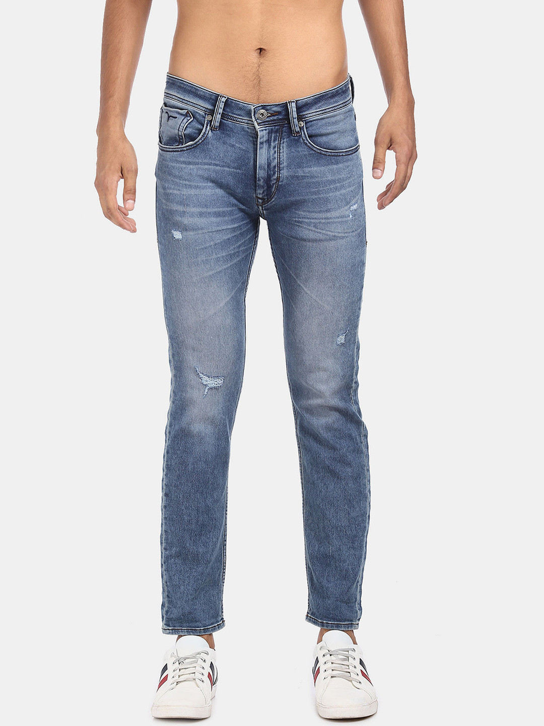 

Flying Machine Men Blue Slim Fit Mildly Distressed Heavy Fade Jeans