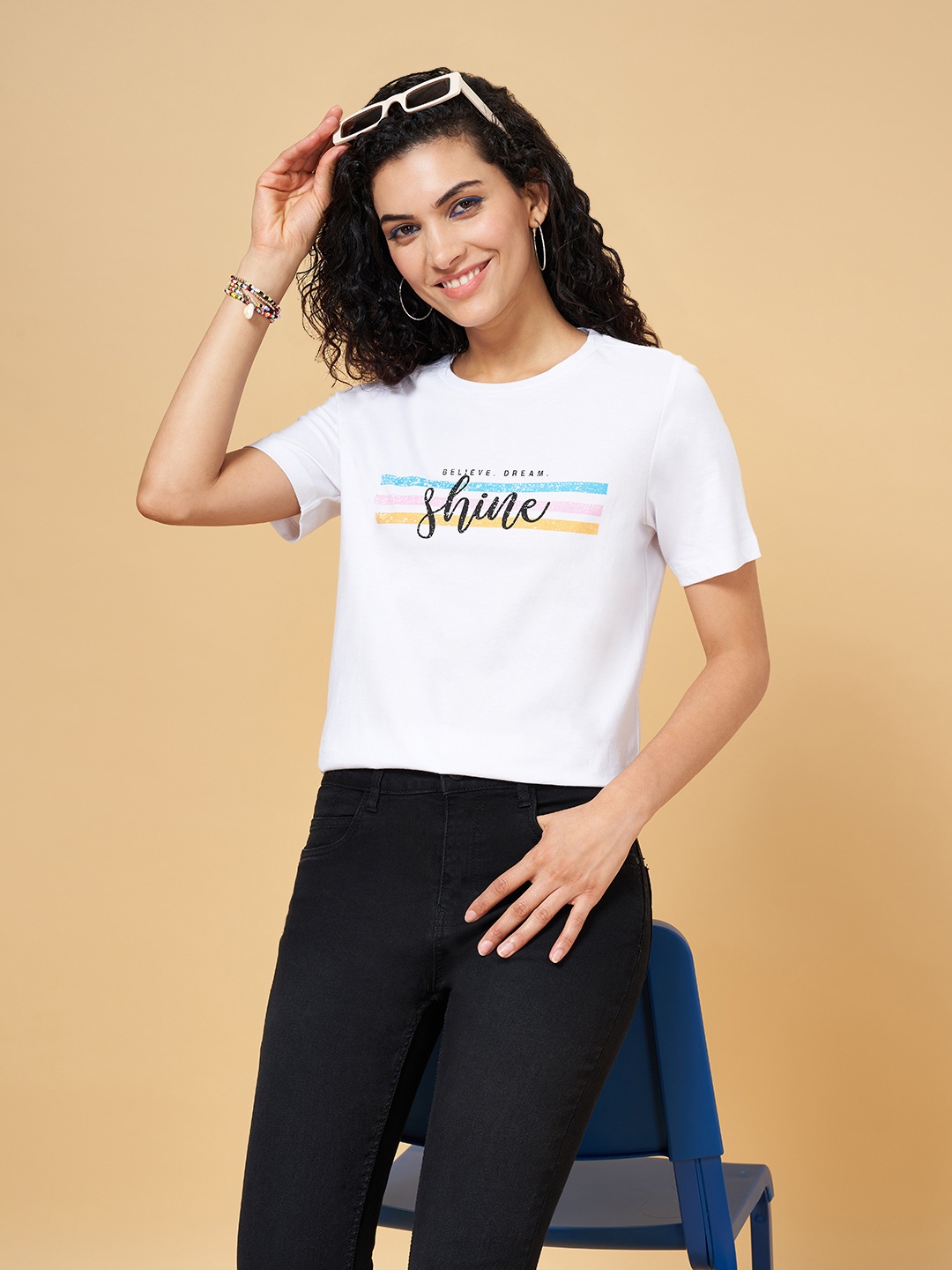 

People Women White Typography Printed T-shirt