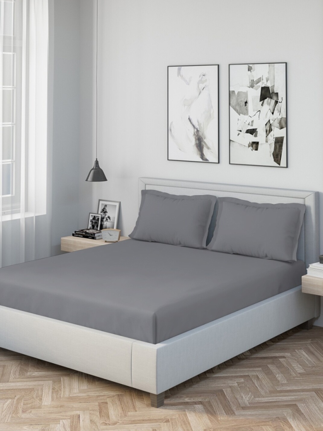 

DDecor Grey 180 TC King Bedsheet with 2 Pillow Covers