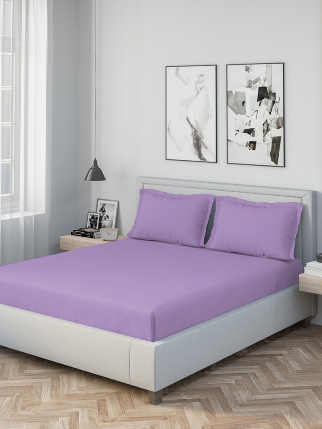 

DDecor Purple 180 TC King Bedsheet with 2 Pillow Covers