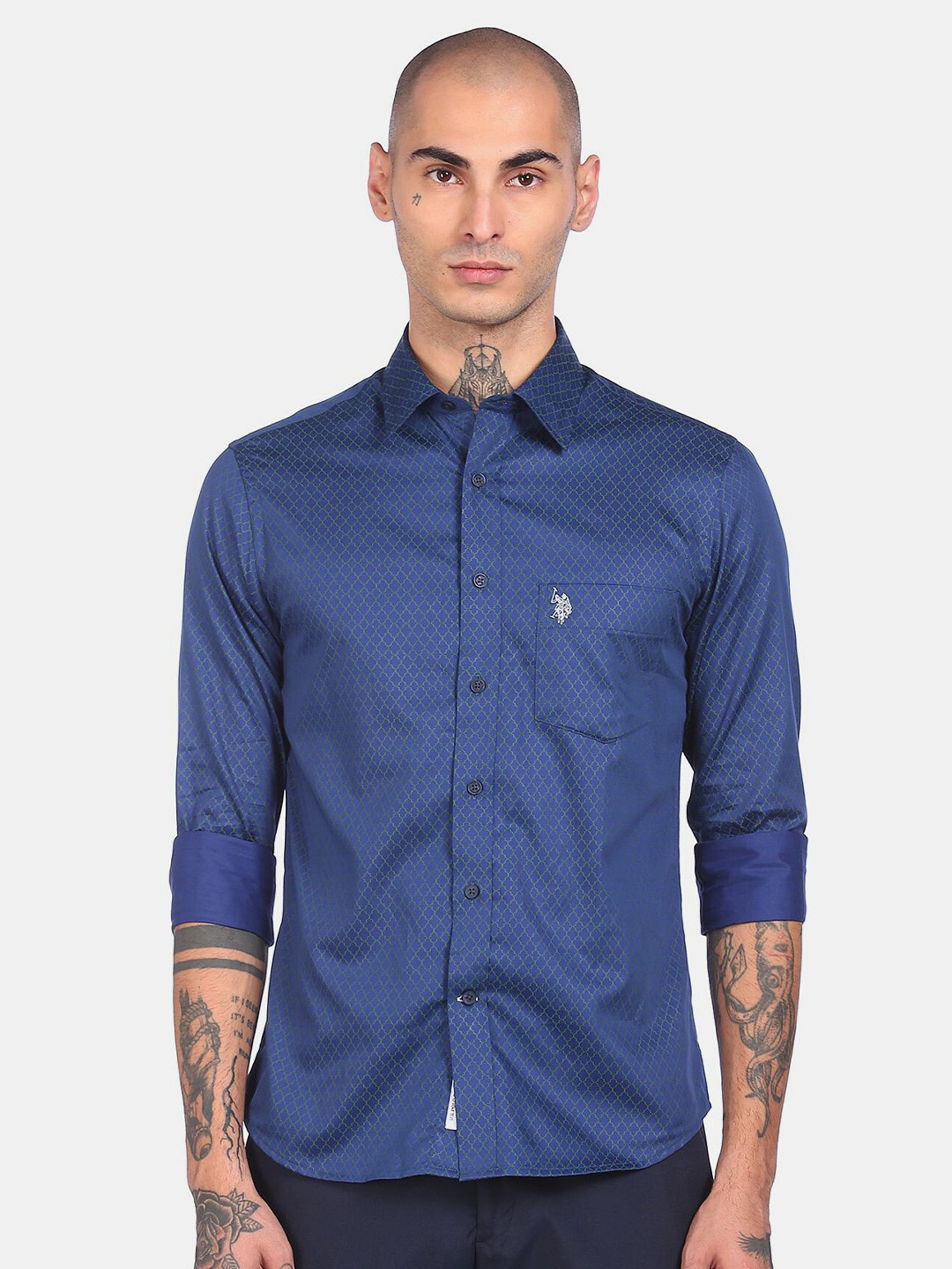 

U S Polo Assn Men Blue Casual Shirt