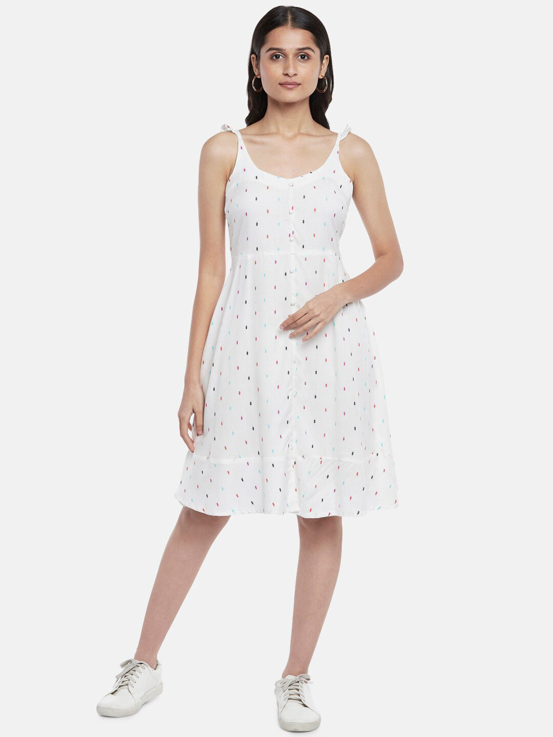 

People White Floral A-Line Dress