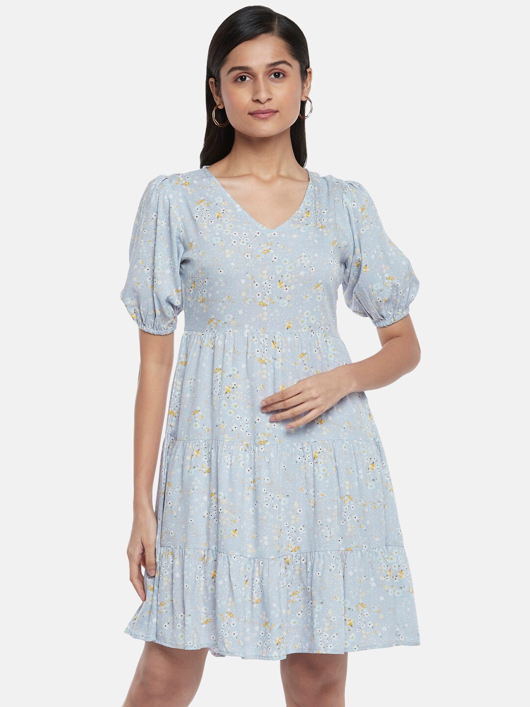 

People Blue Printed Dress