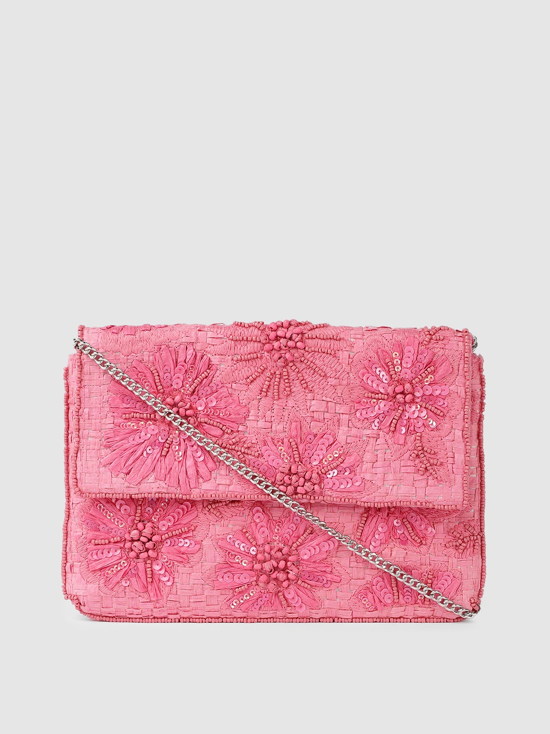 

Accessorize London Women Beaded Flower Clutch, Pink