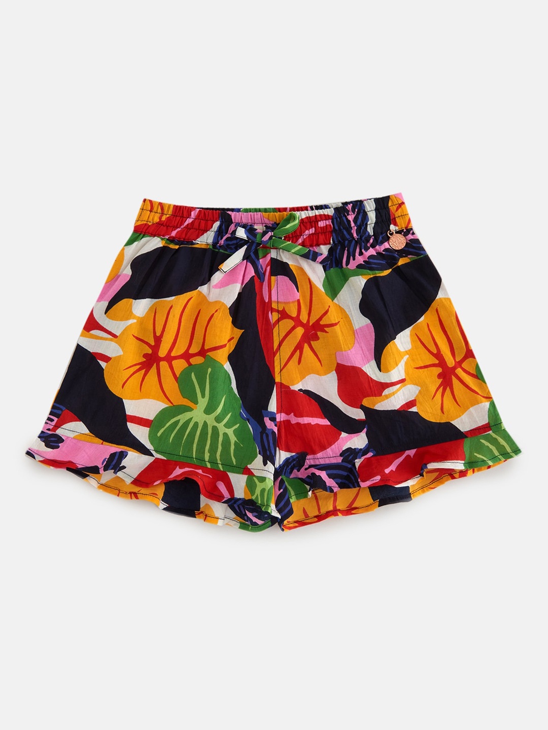 

Angel & Rocket Girls Multicoloured Floral Printed Loose Fit Shorts, Multi