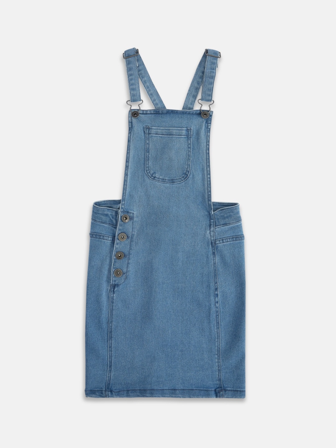 

Pantaloons Junior Girls Blue Solid Cotton Dungarees