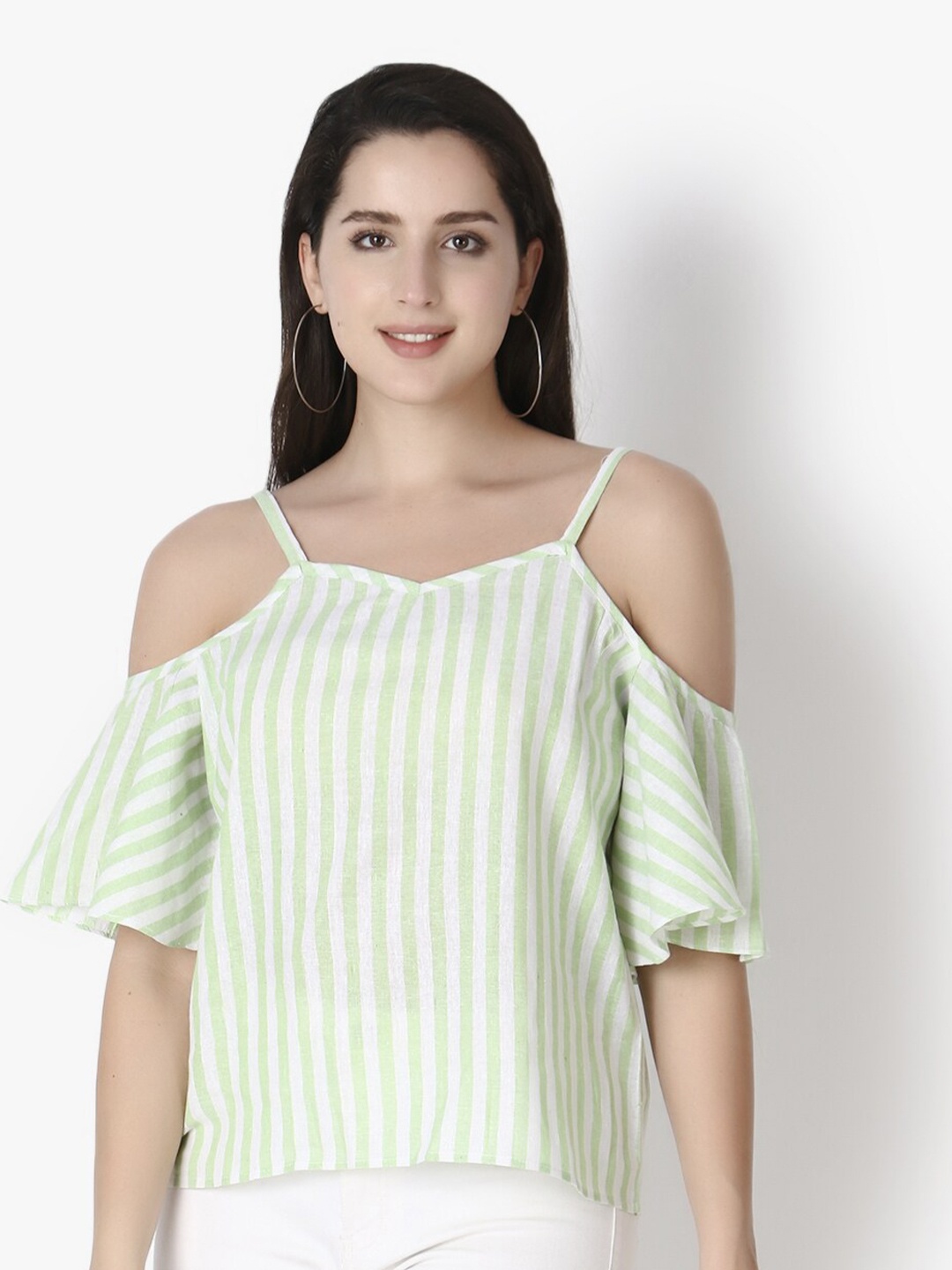 

GRECIILOOKS Green Striped Top