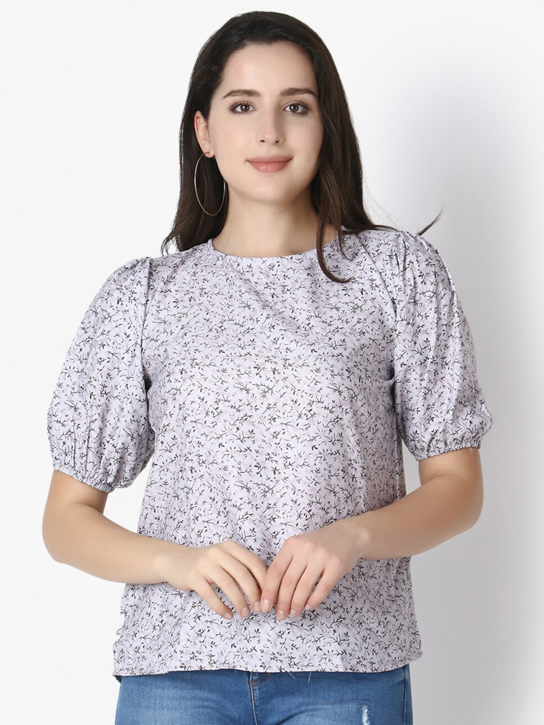

GRECIILOOKS Grey Print Top