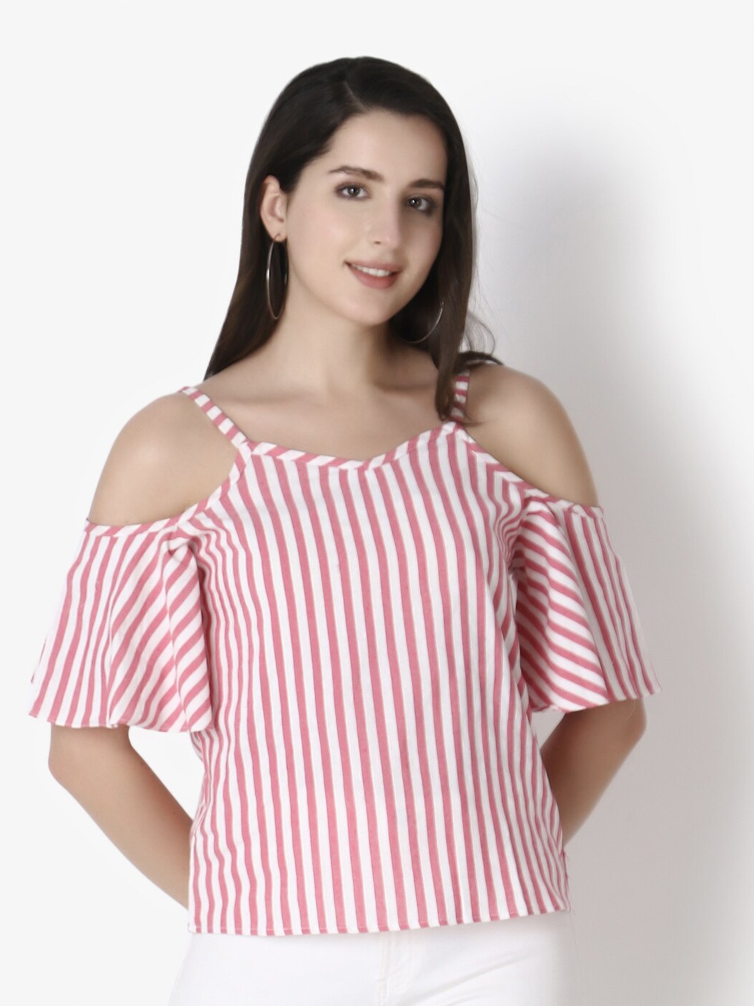 

GRECIILOOKS Pink Striped Top