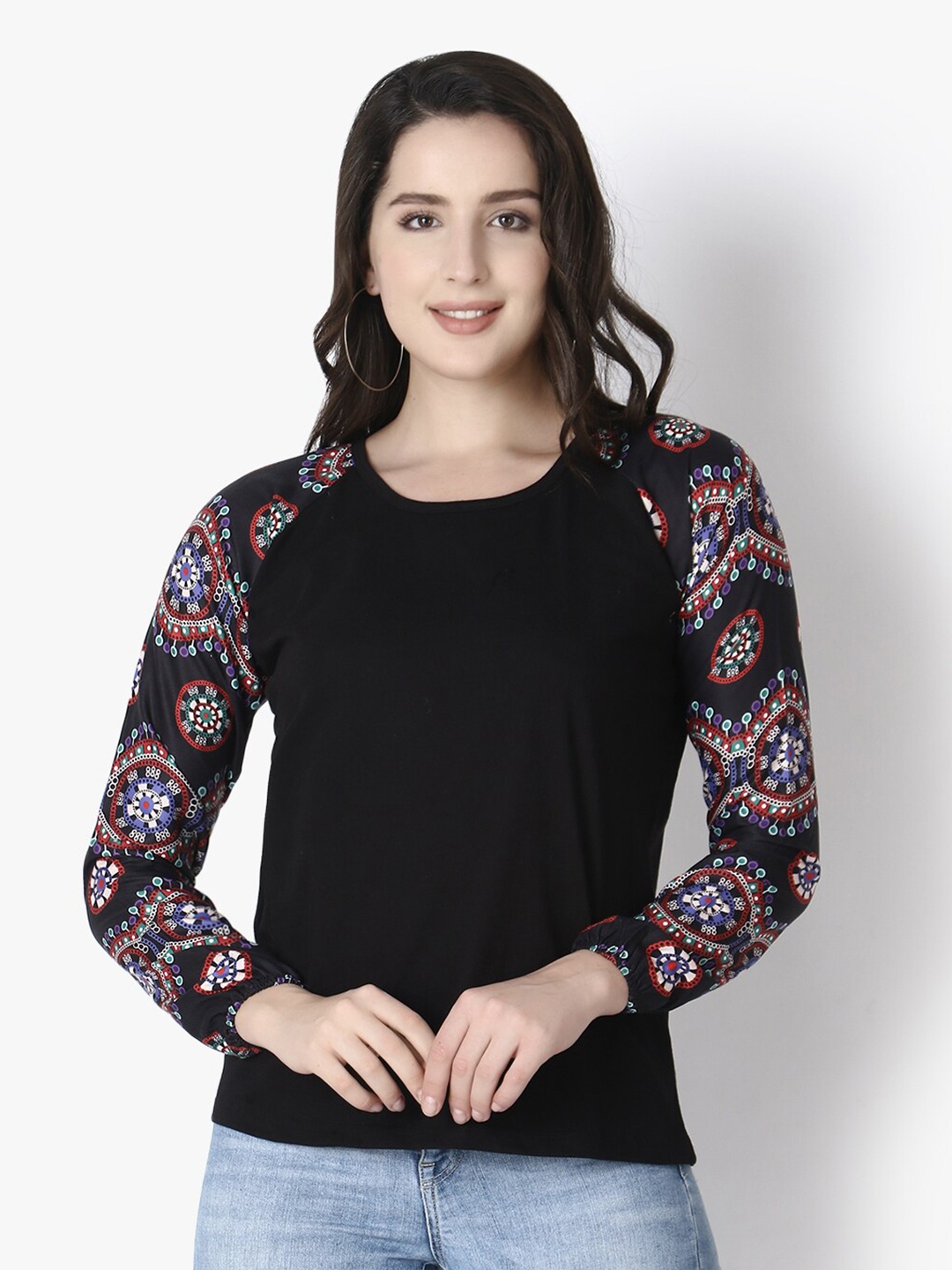 

GRECIILOOKS Black Print Top