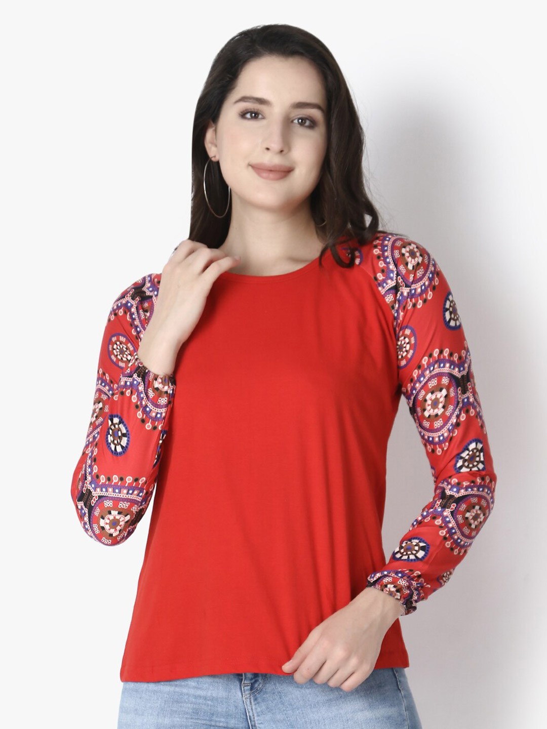 

GRECIILOOKS Red Print Top