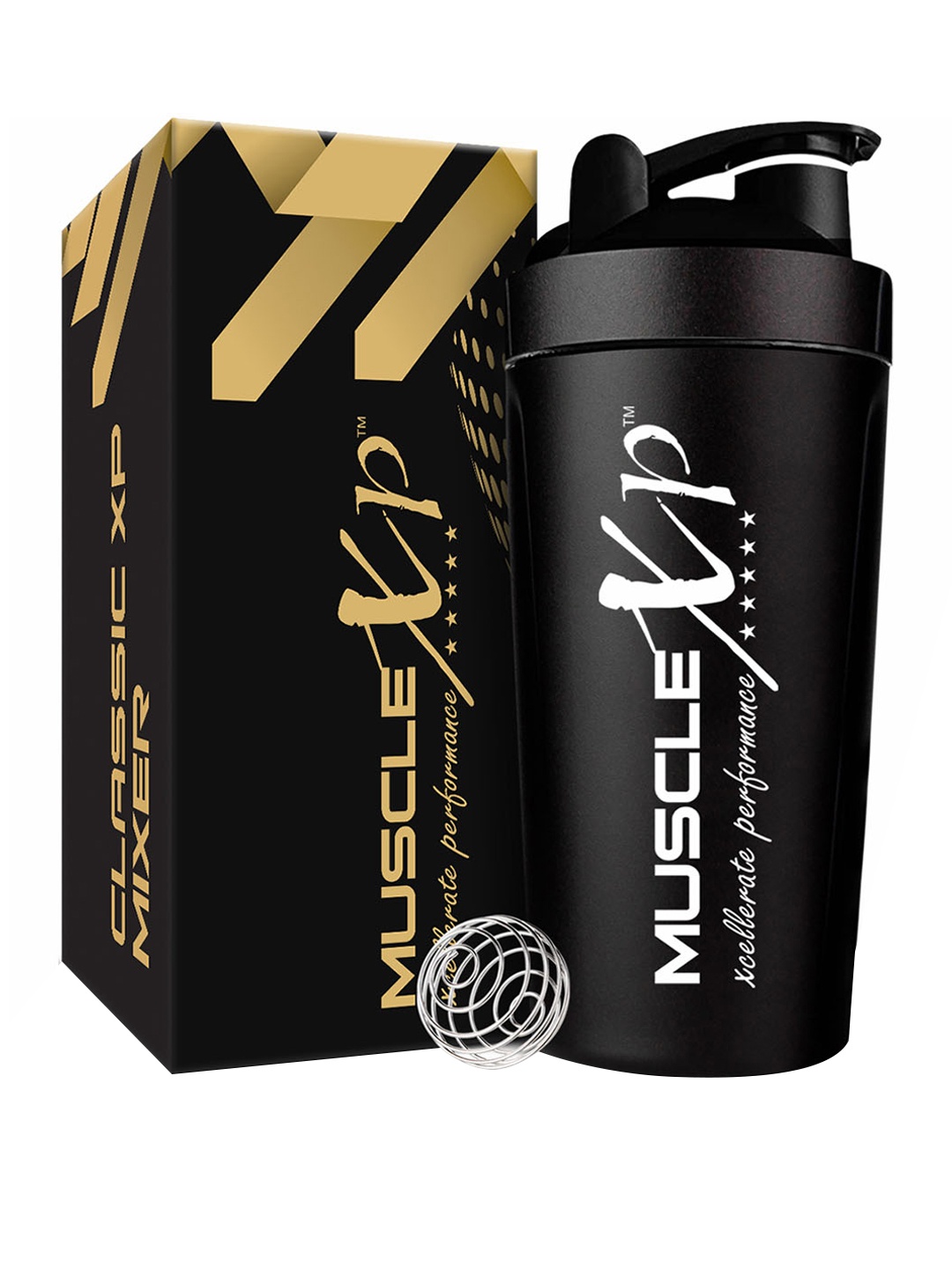 

MUSCLEXP Black &White Printed Gym Shaker Bottle