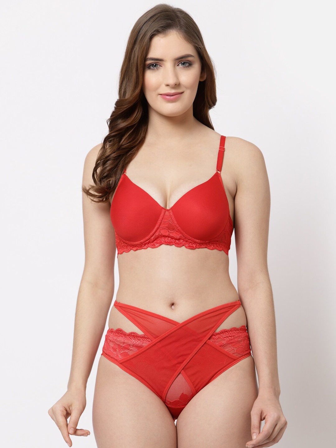 

CUKOO Women Red Lace Lingerie Set BP21-035