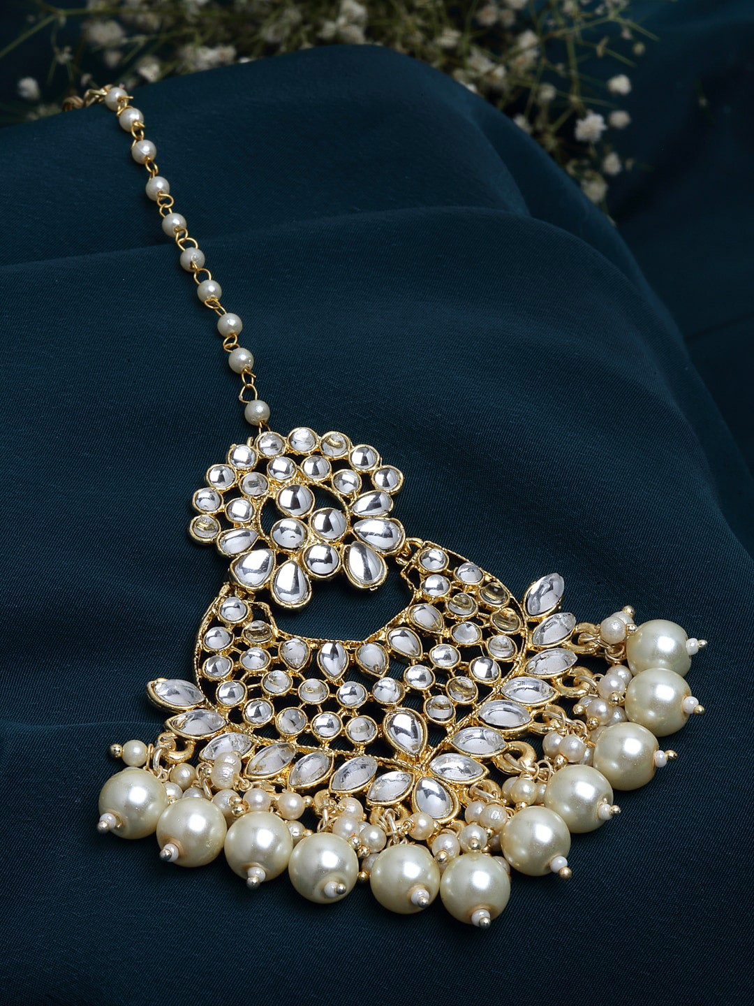 

PANASH Gold-Plated Kundan Studded Maang Tikka Head Jewellery