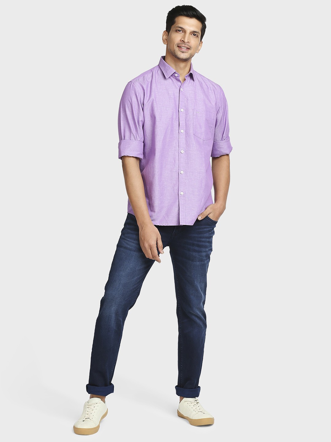 

ColorPlus Men Purple Tailored Fit Cotton Casual Shirt