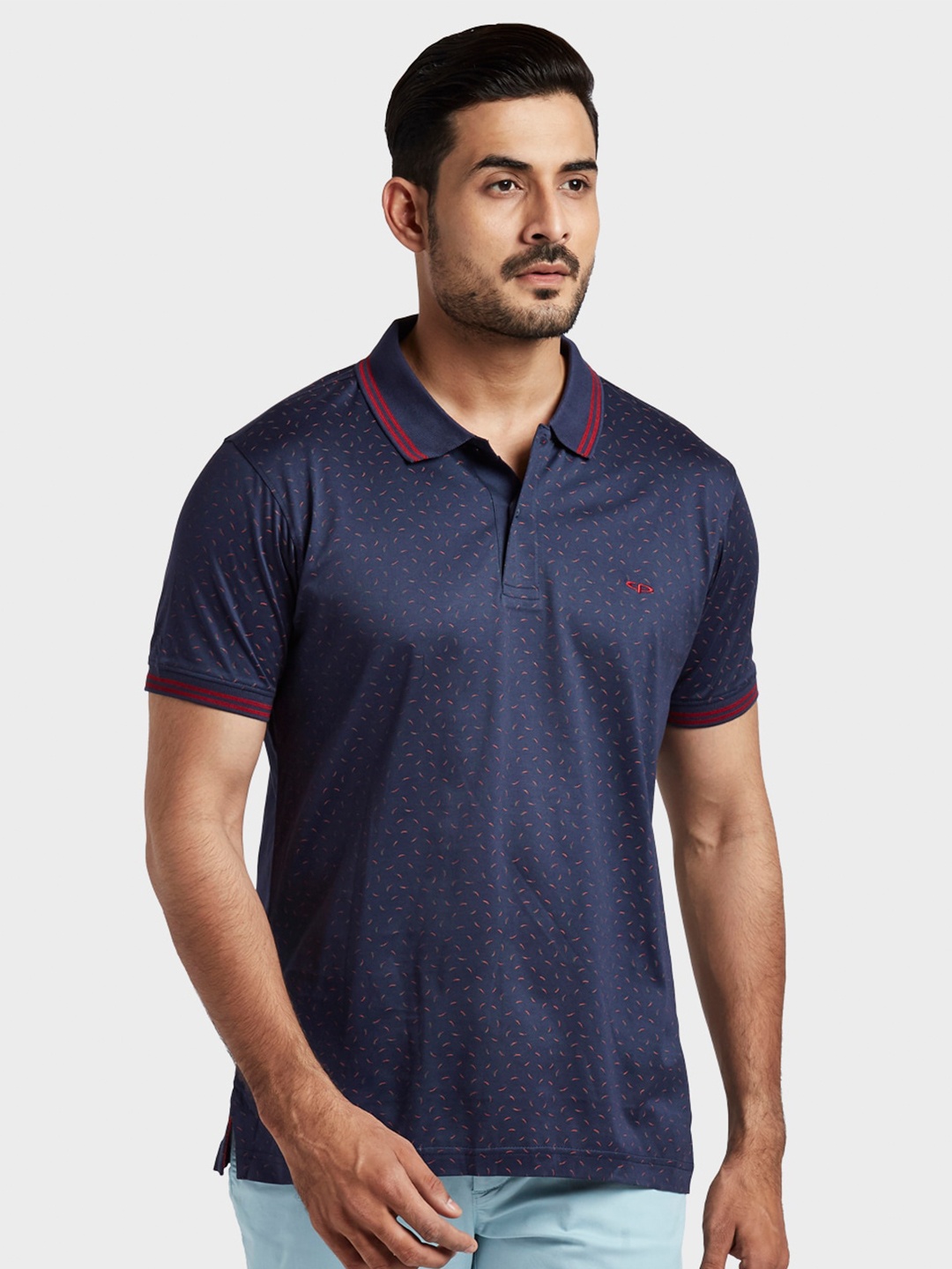 

ColorPlus Men Blue Polo Collar Cotton T-shirt