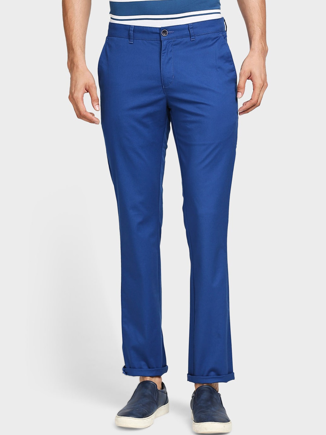 

ColorPlus Men Blue Solid Trousers
