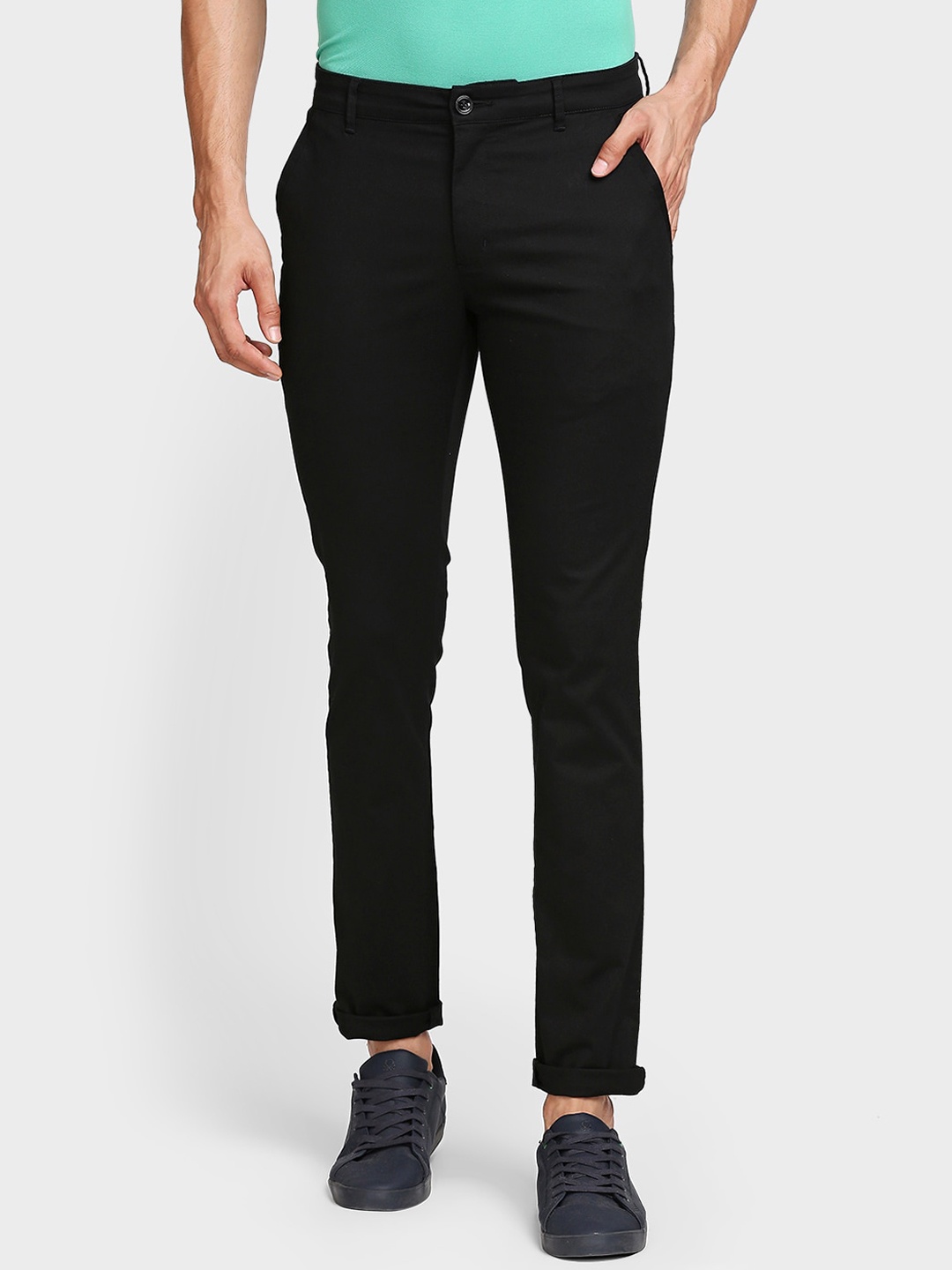 

ColorPlus Men Black Solid Trousers