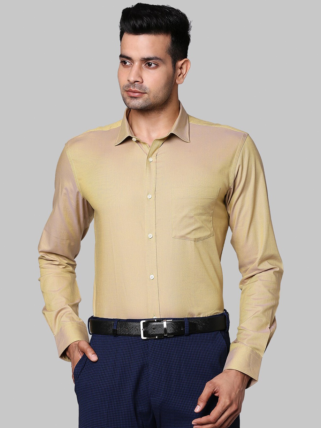 

Park Avenue Men Beige Slim Fit Cotton Formal Shirt