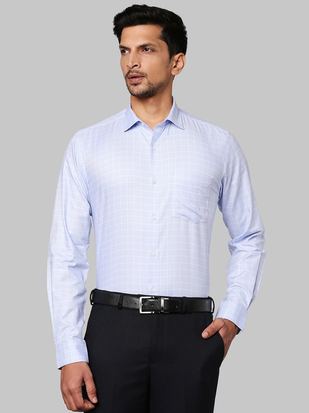 

Park Avenue Men Blue Slim Fit Checked Cotton Casual Shirt