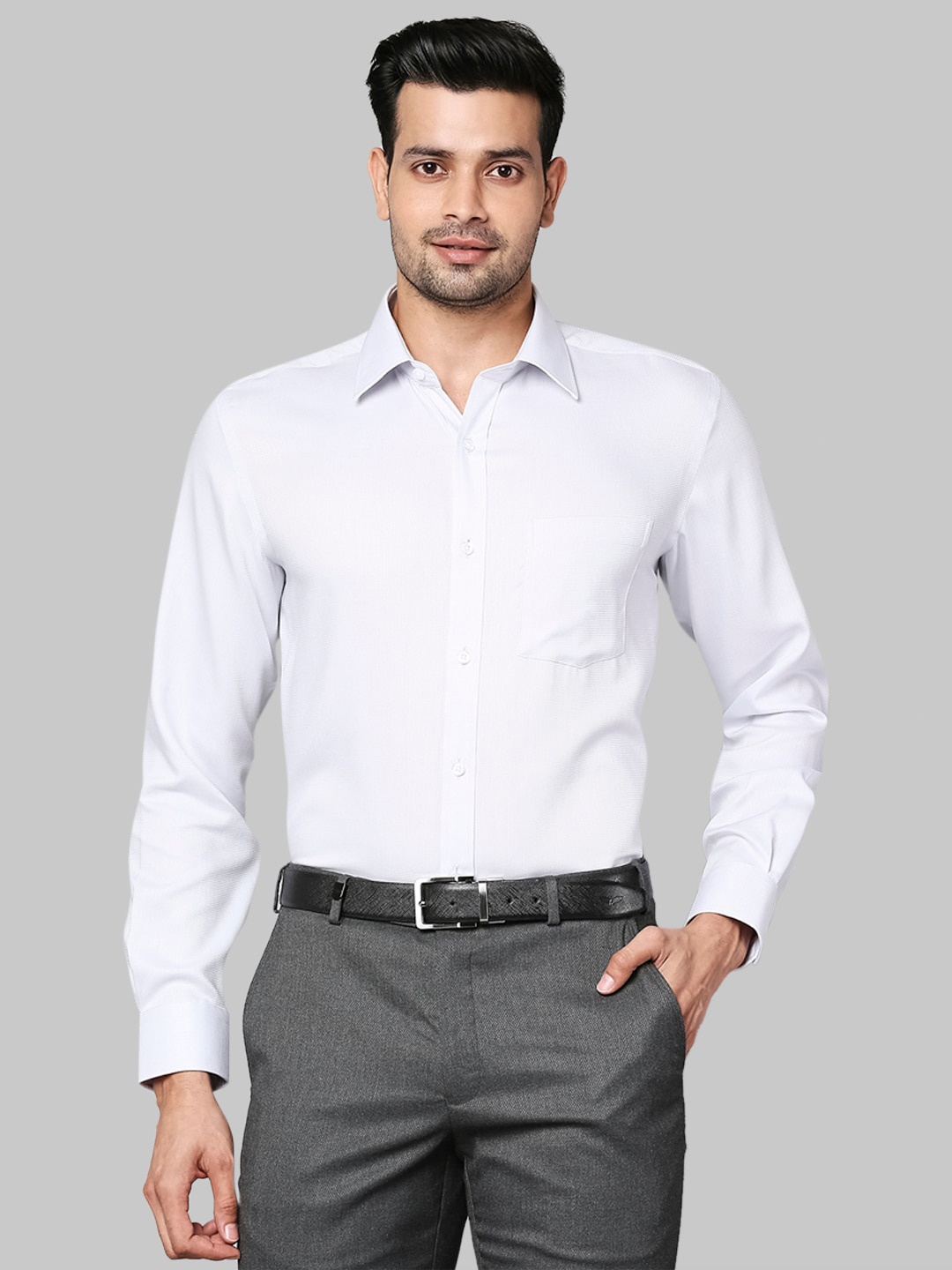 

Park Avenue Men Grey Cotton Formal Shirt